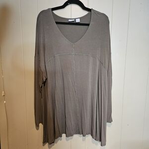 Kenar Flowy Taupe Tunic Top,  Women’s Size 3X | Soft Stretch Knit, Relaxed Fit
